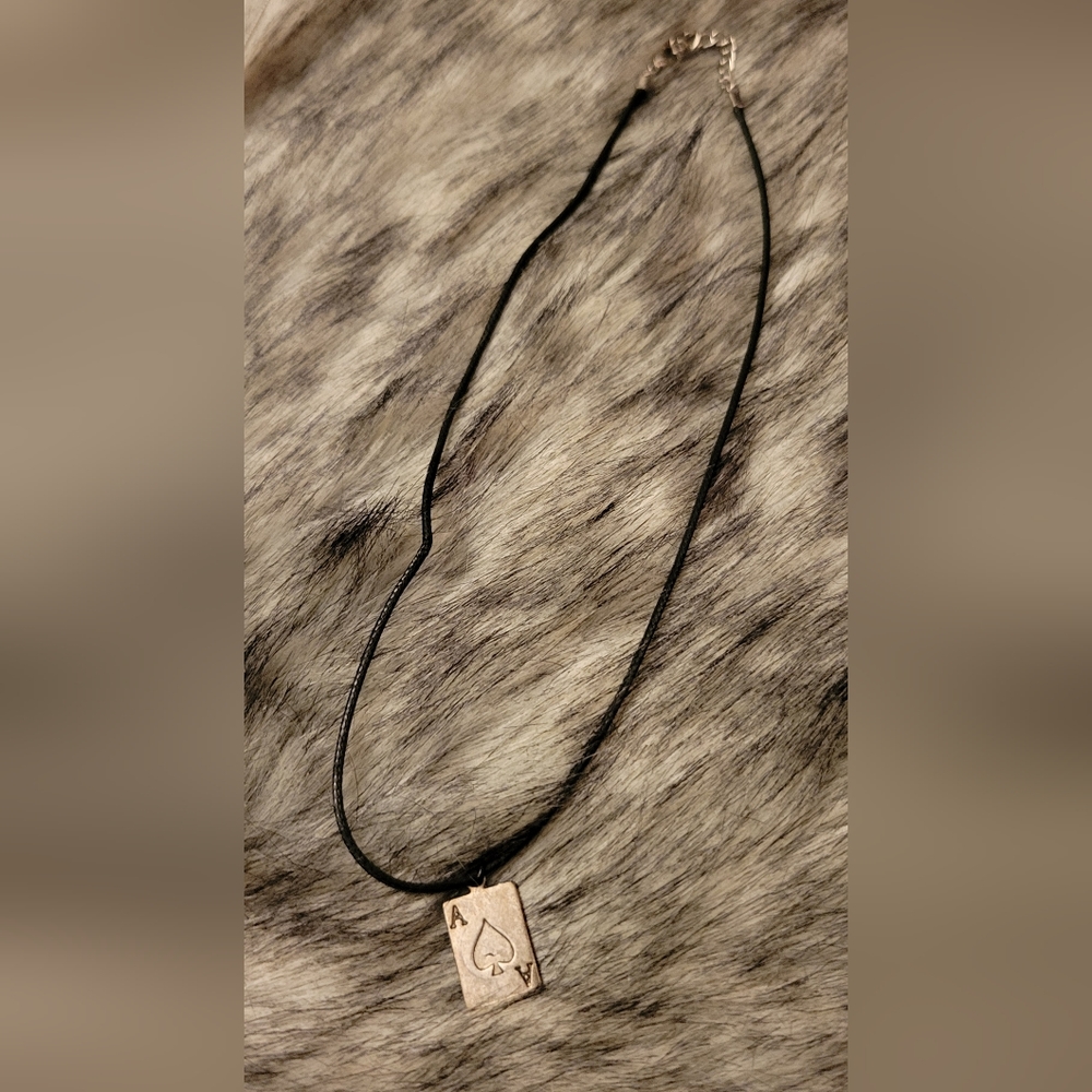 Ace Spade with black cord necklace, lobster clasp, 18" - Picture 2 of 7